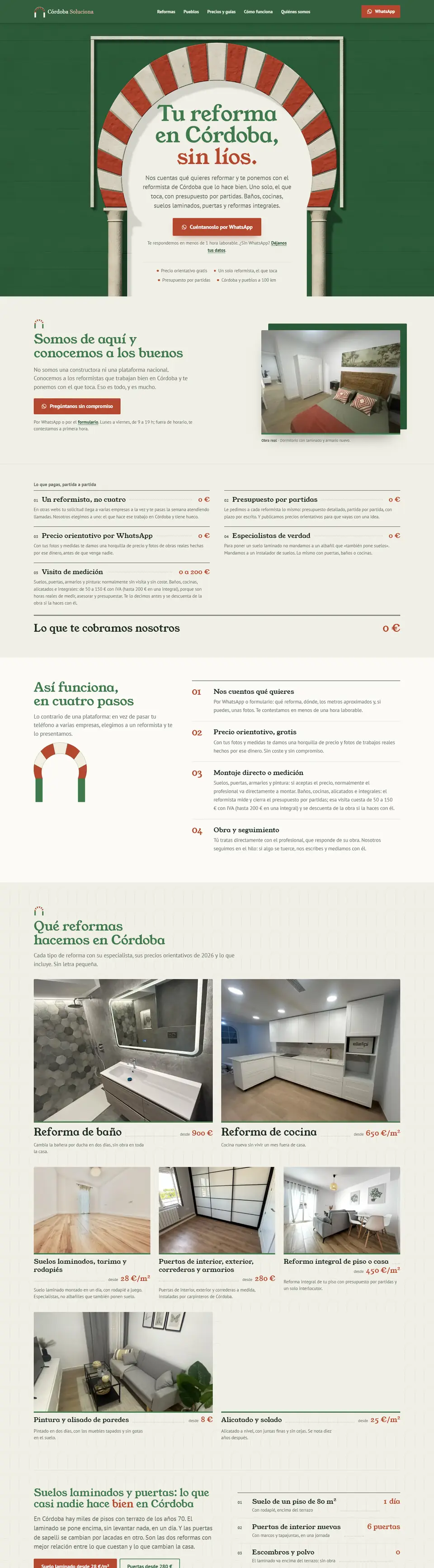 La web de Córdoba Soluciona, de arriba abajo